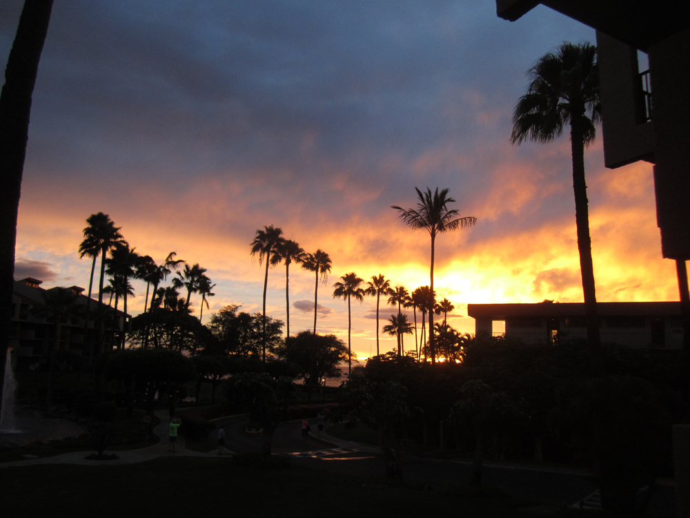 Awesome sunset is viewed from the lanai