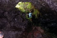 Walking down into the Hana Lava Tube