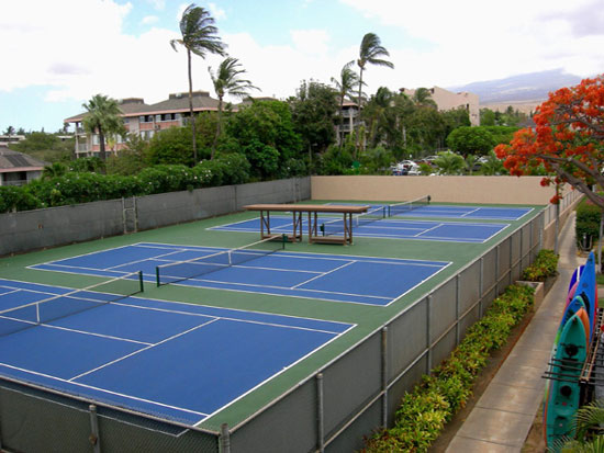 Four championship size tennis courts